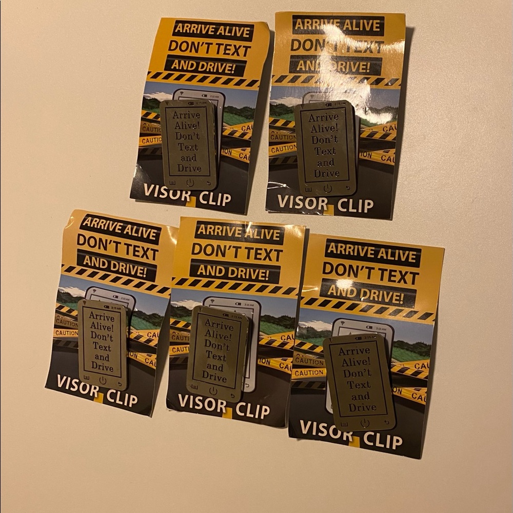 Arrive Alive! Don't Text And Drive Visor Clip set of 5